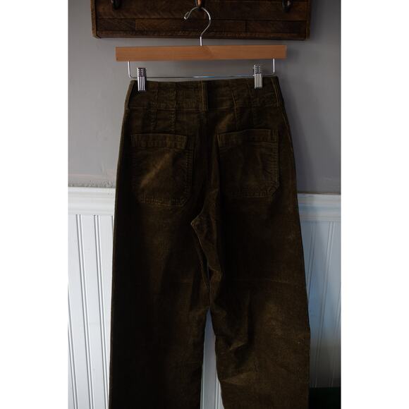 Anthropologie Colette Cropped Wide-Leg Pants Corduroy Edition 27 Moss - Picture 4 of 5